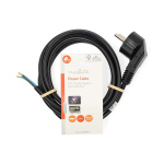 Nedis Power Cable | Plug with earth contact male | Open | Angled | Straight | Nickel Plated | 2.00 m | Round | PVC | Black | Label Nedis Power Cable | Plug with earth contact male | Open | Angled | Straight | Nickel Plated | 2.00 m | Round | PVC | Black | Label