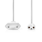 Nedis Power Cable | Euro Male | IEC-320-C7 | Straight | Straight | Nickel Plated | 2.00 m | Flat | PVC | White | Label