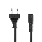 Nedis Power Cable | Euro Male | IEC-320-C1 | Straight | Straight | Nickel Plated | 2.00 m | Coiled | PVC | Black | Label