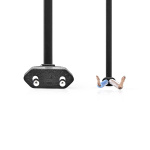 Nedis Power Cable | Euro Male | Open | Straight | Straight | Nickel Plated | 2.00 m | Flat | PVC | Black | Label