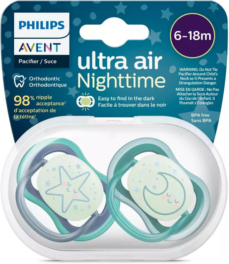 Philips Avent SCF376/13 Ultra Air Nighttime teats 6-18 months, 2 pieces, sky pieces