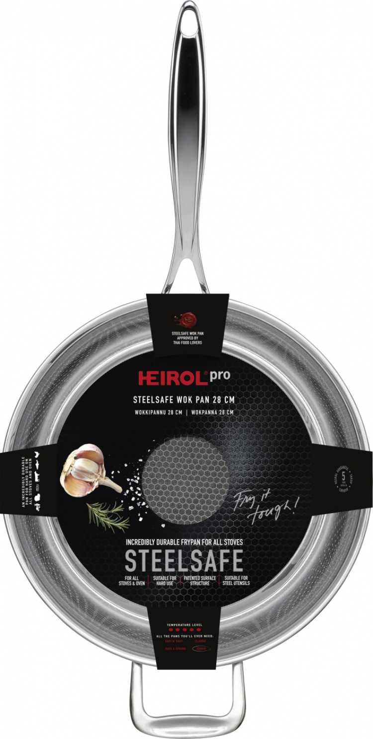 Heirol Pro Steelsafe wok, stainless steel + non-stick coating, 28 cm