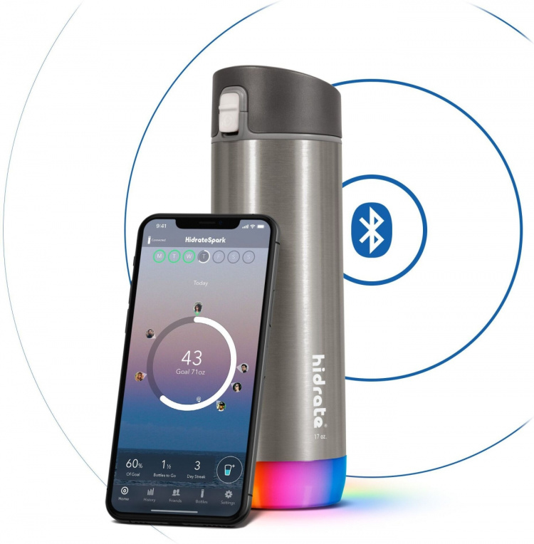 HidrateSpark PRO Chug Water bottle, 0,62 L, silver