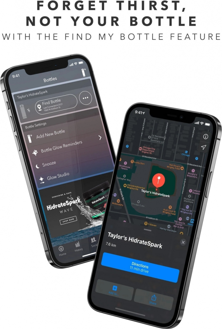 HidrateSpark PRO Chug Water bottle, 0,95 L, silver