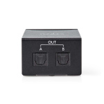 Nedis Digital Audio Splitter | 2-way | Audio / video / data connections input: TosLink Female | Audio / video / data connections output: 2x TosLink | Push Button | Metal | Black Nedis Digital Audio Splitter | 2-way | Audio / video / data connections input: TosLink Female | Audio / video / data connections output: 2x TosLink | Push Button | Metal | Black