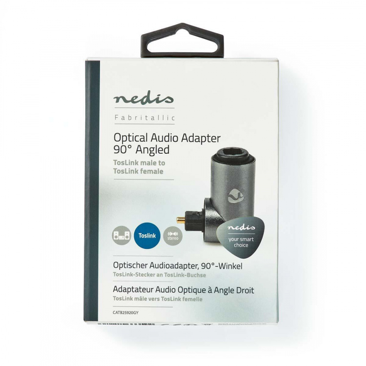 Nedis TosLink Adapter | TosLink Female | TosLink Male | Angled 90° | Aluminium | Gun Metal Grey | 1 pcs | Box