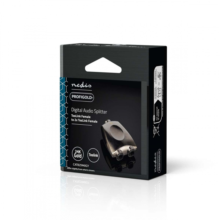 Nedis TosLink Adapter | TosLink Female | 2x TosLink Female | Splitter | Aluminium | Gun Metal Grey | 1 pcs | Box
