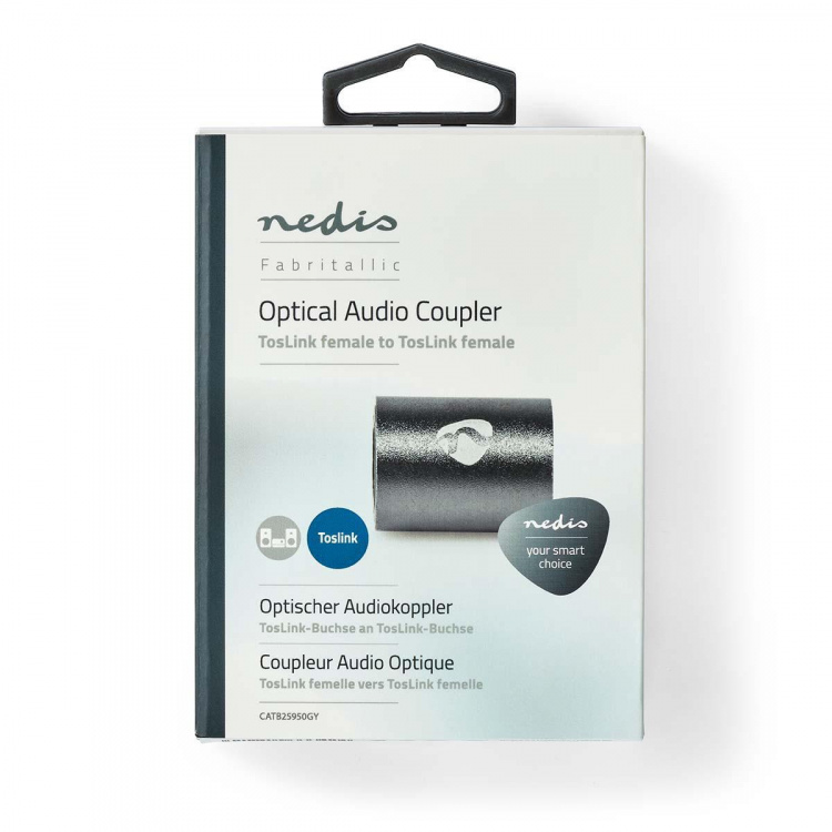 Nedis TosLink Adapter | TosLink Female | TosLink Female | Straight | Metal | Gun Metal Grey | 1 pcs | Box