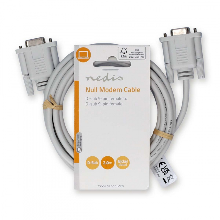 Nedis Null Modem cable | D-SUB 9-Pin Female | D-SUB 9-Pin Female | Nickel Plated | 2.00 m | Round | PVC | Ivory | Label Nedis Null Modem cable | D-SUB 9-Pin Female | D-SUB 9-Pin Female | Nickel Plated | 2.00 m | Round | PVC | Ivory | Label