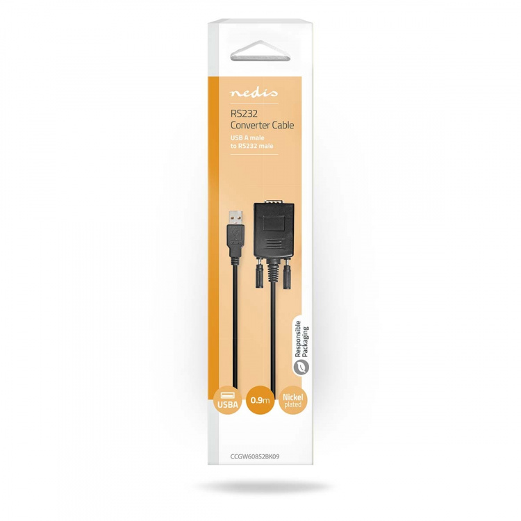Nedis RS232 Converter | USB-A Male | RS232 | Nickel Plated | 0.90 m | Round | PVC | Black | Box