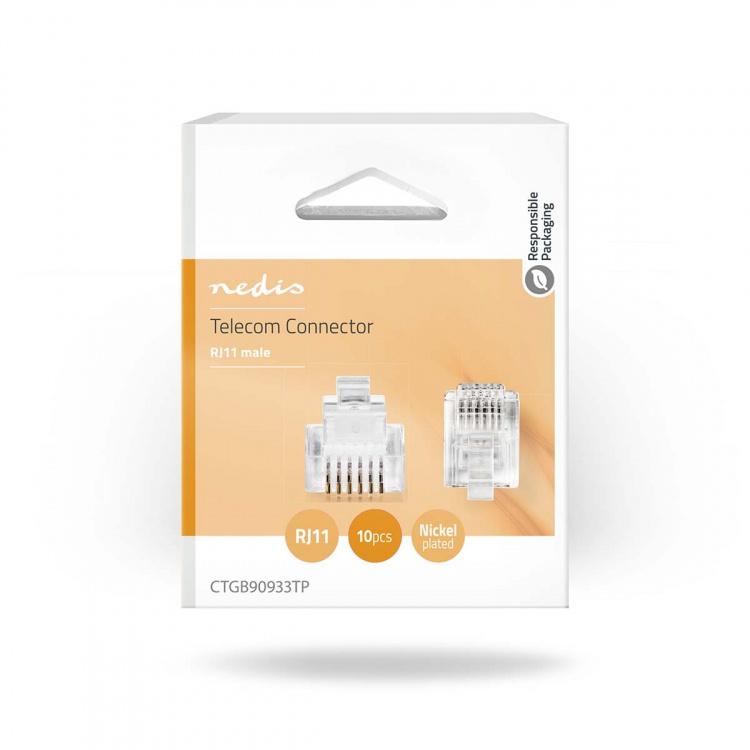 Nedis Telecom Connector | Connector type: RJ12 | Straight | Plating: Gold Plated | PVC | Transparent Nedis Telecom Connector | Connector type: RJ12 | Straight | Plating: Gold Plated | PVC | Transparent