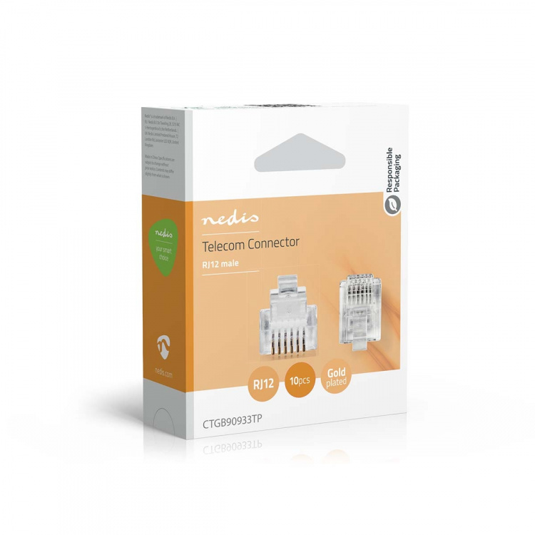 Nedis Telecom Connector | Connector type: RJ12 | Straight | Plating: Gold Plated | PVC | Transparent