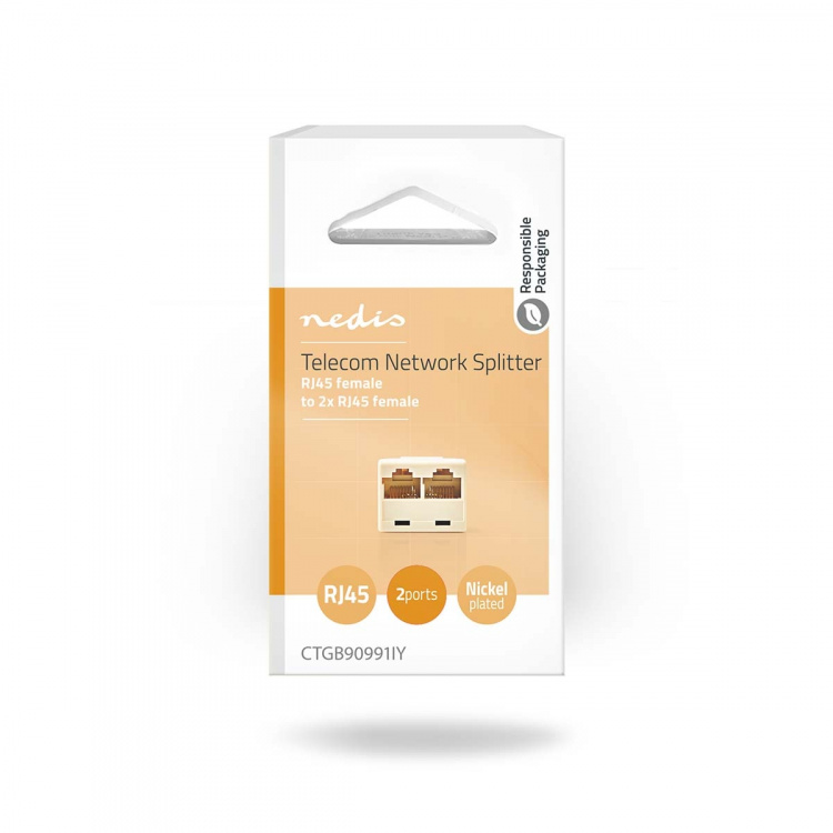 Nedis Telecom Network Splitter | RJ45 Female | 2x RJ45 Female | Gold Plated | Ivory | PVC | Box