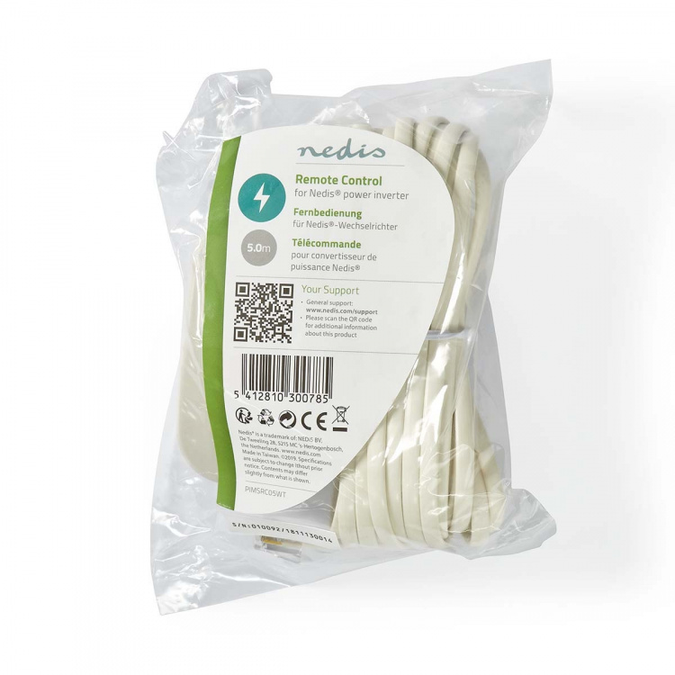 Nedis Power Inverter Remote Control | 5.00 m | RJ10 | White