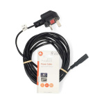Nedis UK Power Cable | UK Male | IEC-320-C7 | 5.00 m | Yes | 2 x 0.75 mm² | Copper | Round | Nickel Plated | UK | PVC | Power plug: Type G | 250 V AC | 3 A | Black