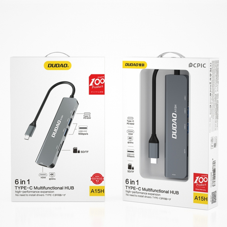 Dudao A15H 6-in-1 Type-C Adapter Dockingstation Dudao A15H 6-in-1 Type-C Adapter Dockingstation