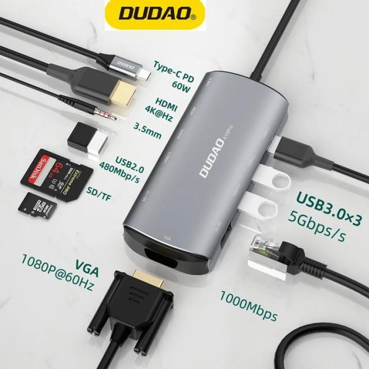 Dudao A15Pro 11-in-1 Type-C Adapter Dockingstation