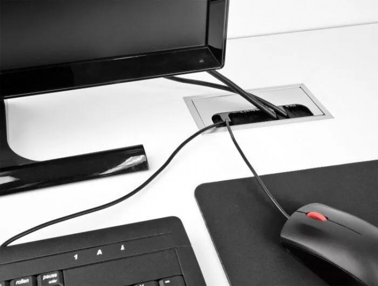 DeLOCK Cable grommet for table mounting 300 x 80 x 28 mm silver