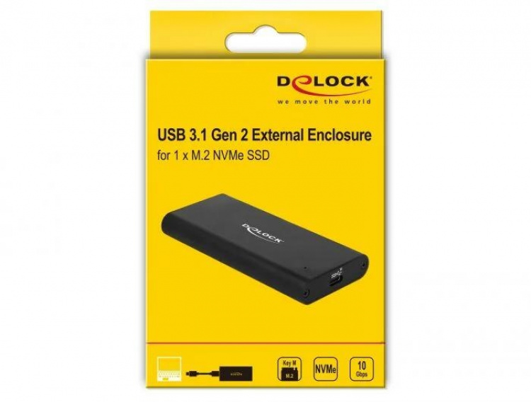 DeLOCK External Enclosure for M.2 NVMe PCIe SSD with SuperSpeed USB DeLOCK External Enclosure for M.2 NVMe PCIe SSD with SuperSpeed USB