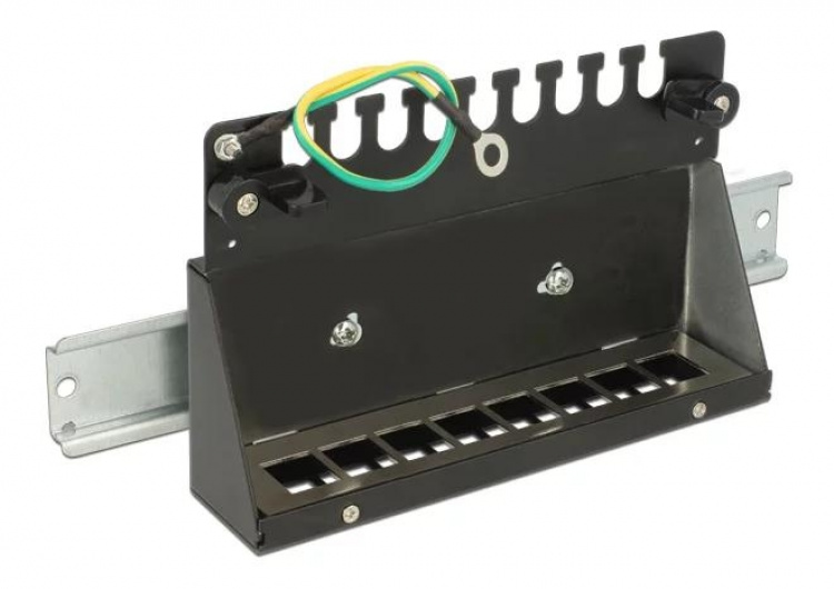 DeLOCK Patch panel, 8 ports, for keystone modules, shielded, black