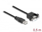 DeLOCK Cable USB 2.0 Type-A ma>USB 2.0 Type-A fe panel-mount, 0,5m DeLOCK Cable USB 2.0 Type-A ma>USB 2.0 Type-A fe panel-mount, 0,5m