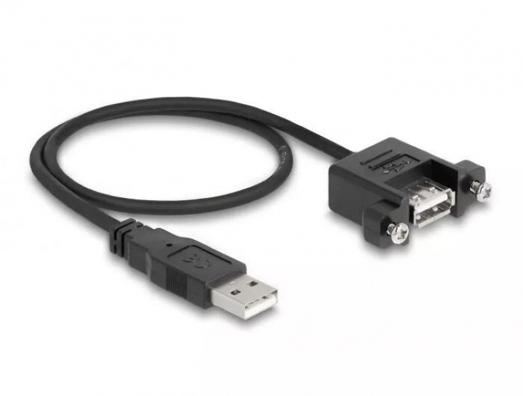 DeLOCK Cable USB 2.0 Type-A ma>USB 2.0 Type-A fe panel-mount, 0,5m DeLOCK Cable USB 2.0 Type-A ma>USB 2.0 Type-A fe panel-mount, 0,5m
