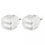 Hama 2-way Socket Adapter Double Pack White