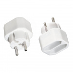 Hama 2-way Socket Adapter Double Pack White