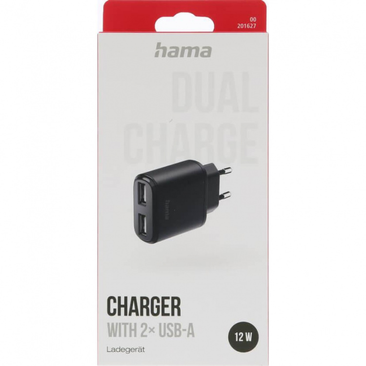Hama Charger 2xUSB-A 12W Black Hama Charger 2xUSB-A 12W Black