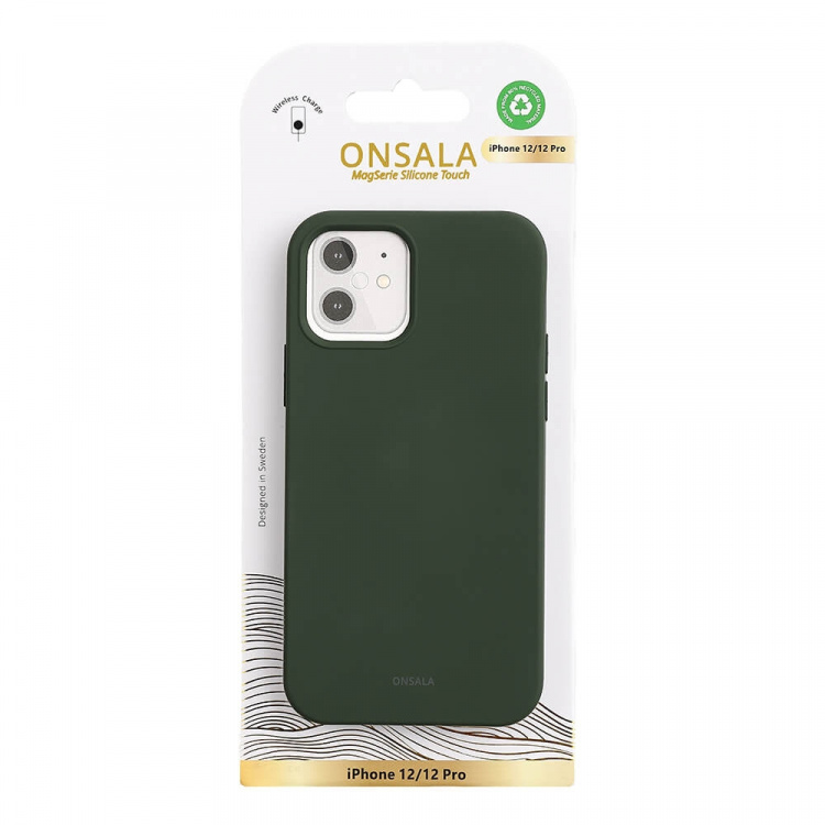Onsala Phone Case with Silicone Feel Olive Green - iPhone 12/12 Pro