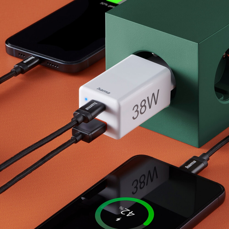 Hama Mini-charger USB-C + USB-A Qualcomm 3.0 38W White