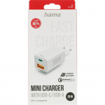 Hama Mini-charger USB-C + USB-A Qualcomm 3.0 38W White