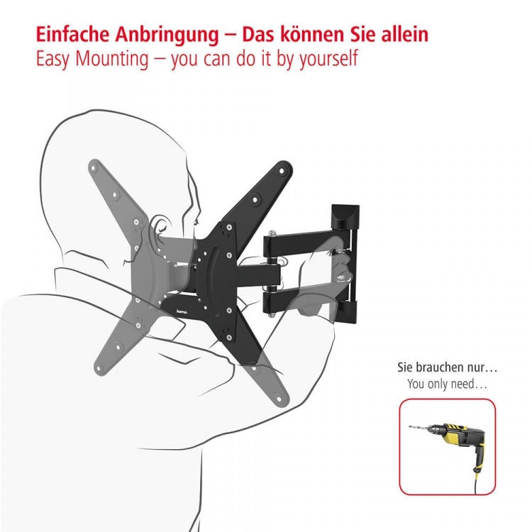 Hama TV Wall Bracket Full Motion VESA up to 400x400 65 Hama TV Wall Bracket Full Motion VESA up to 400x400 65