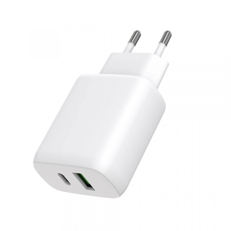 Gear Charger 220V 1xUSB-C + 1xUSB-A PD/PPS 30W + 18W QC White Gear Charger 220V 1xUSB-C + 1xUSB-A PD/PPS 30W + 18W QC White