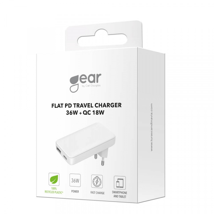 Gear Charger 220V 1xUSB-C+1xUSB-A PD/PPS 36W+QC 18W GaN White Gear Charger 220V 1xUSB-C+1xUSB-A PD/PPS 36W+QC 18W GaN White