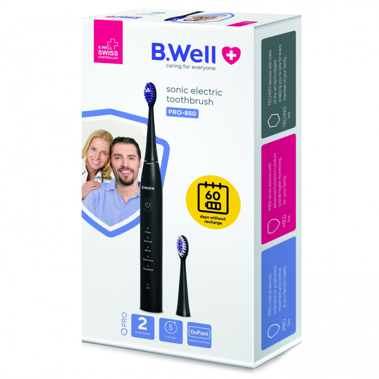 B.WELL Electric Toothbrush Sonic Pro-850 Black B.WELL Electric Toothbrush Sonic Pro-850 Black