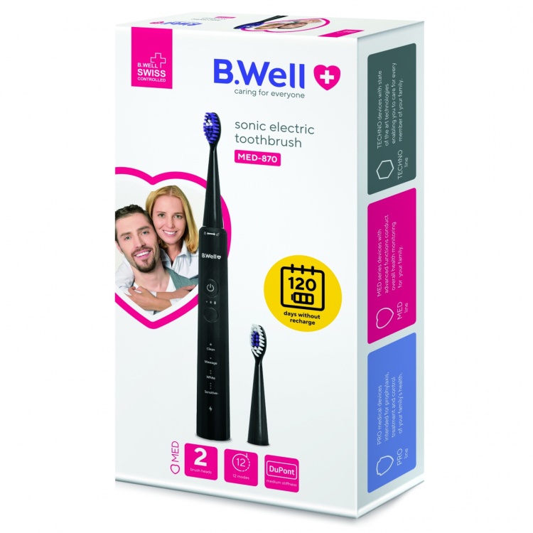 B.WELL Electric Toothbrush Sonic MED-870 Black