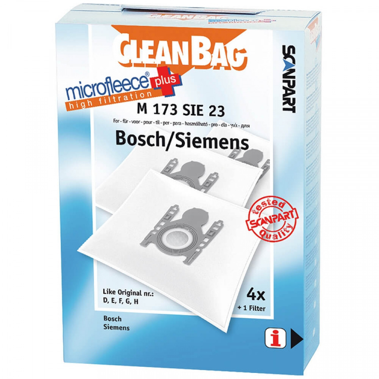 CLEANBAG Microfleece+ Dustbag Bosch/Siemens D/E/F/G/H 4+1