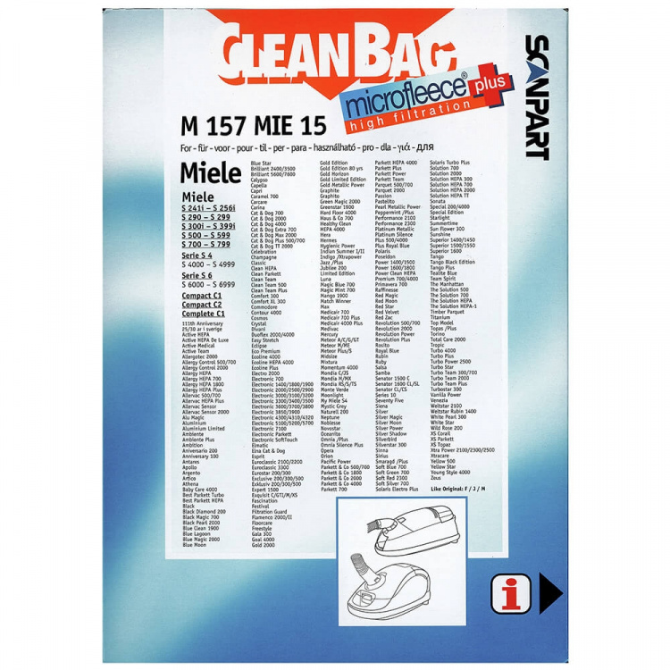 CLEANBAG Microfleece+ Dustbag Miele F/J/M 4+1 CLEANBAG Microfleece+ Dustbag Miele F/J/M 4+1
