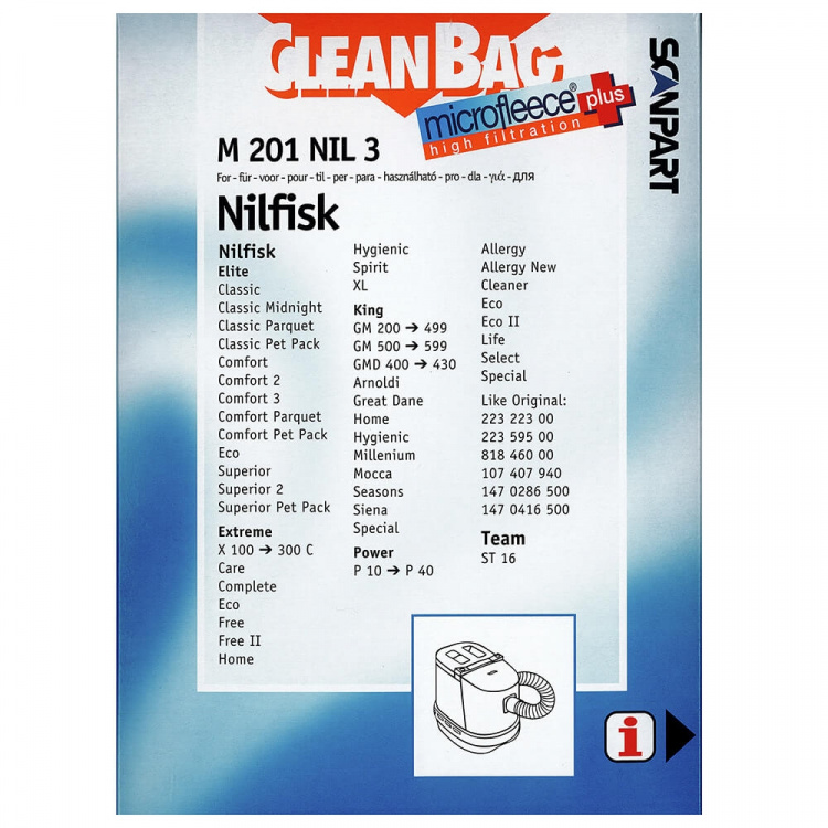 CLEANBAG Microfleece+ Dustbag Nilfisk Elite Extreme King 4+1