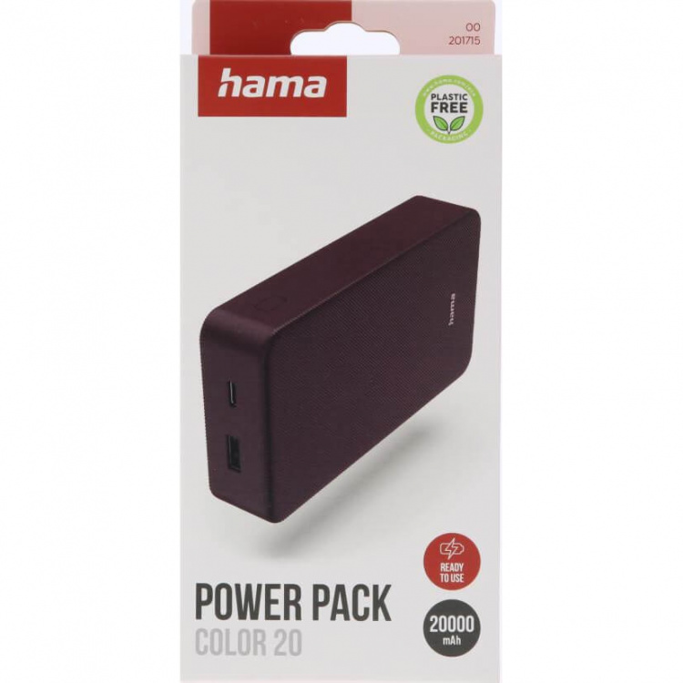 Hama Powerbank Colour 20 20000mAh USB-C+USB-A Plum