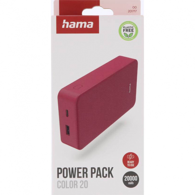 Hama Powerbank Colour 20 20000mAh USB-C+USB-A Red Hama Powerbank Colour 20 20000mAh USB-C+USB-A Red