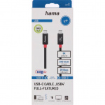 Hama Cable USB-C USB 4.0 Gen2 20 Gbit/s 240W 2.0m Black Hama Cable USB-C USB 4.0 Gen2 20 Gbit/s 240W 2.0m Black