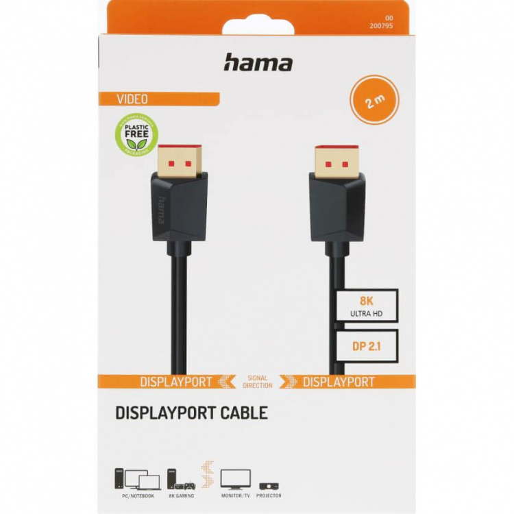 Hama Cable DisplayPort 2.1 8K Ultra-HD 2.0m Black