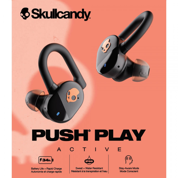 Skullcandy Headphone Push Play TWS In-Ear Black Black/Orange Skullcandy Headphone Push Play TWS In-Ear Black Black/Orange