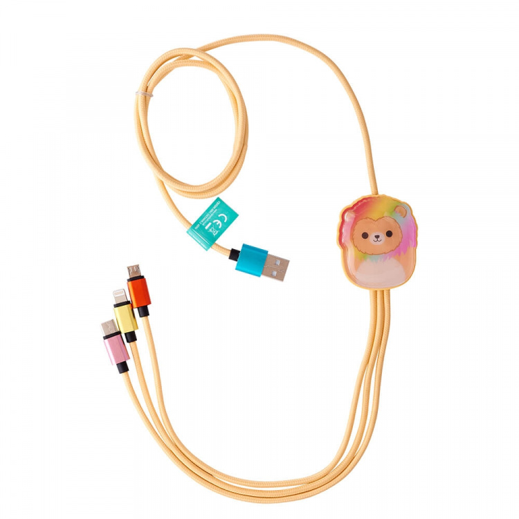 Squishmallows Chargercable 1.2m Leonard 3in1 USB-C/Micro/Lightning