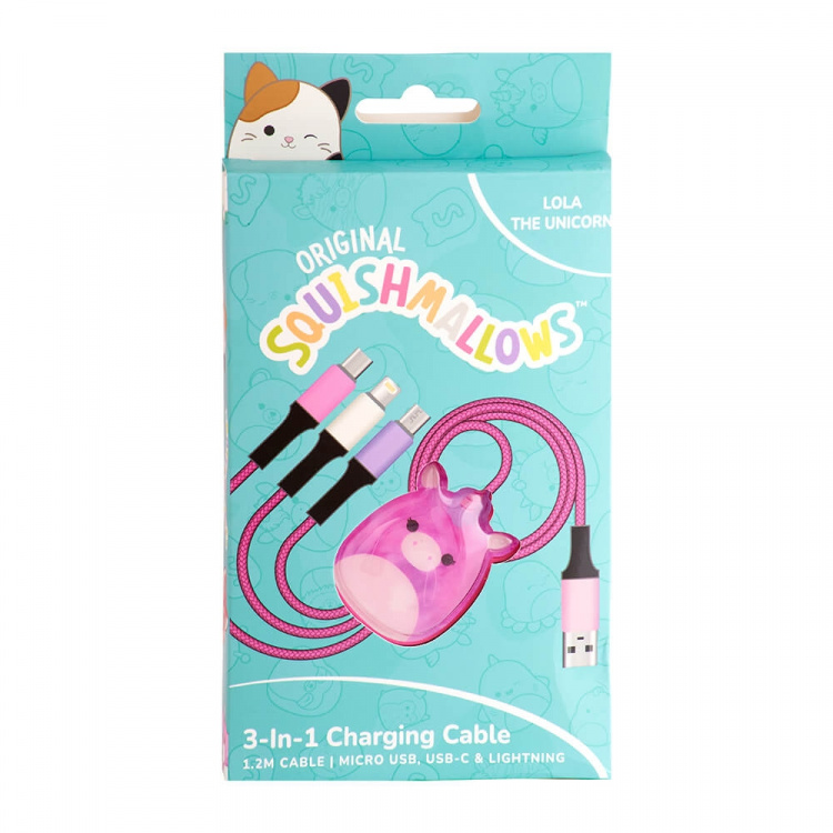 Squishmallows Chargercable 1.2m Lola 3in1 USB-C/Micro/Lightning