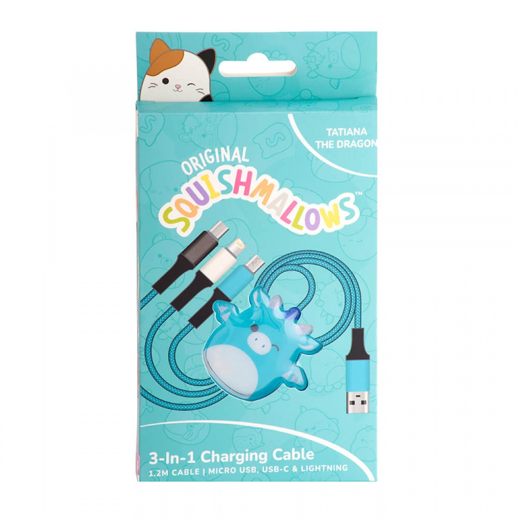 Squishmallows Chargercable 1.2m Tatiana 3in1 USB-C/Micro/Lightning