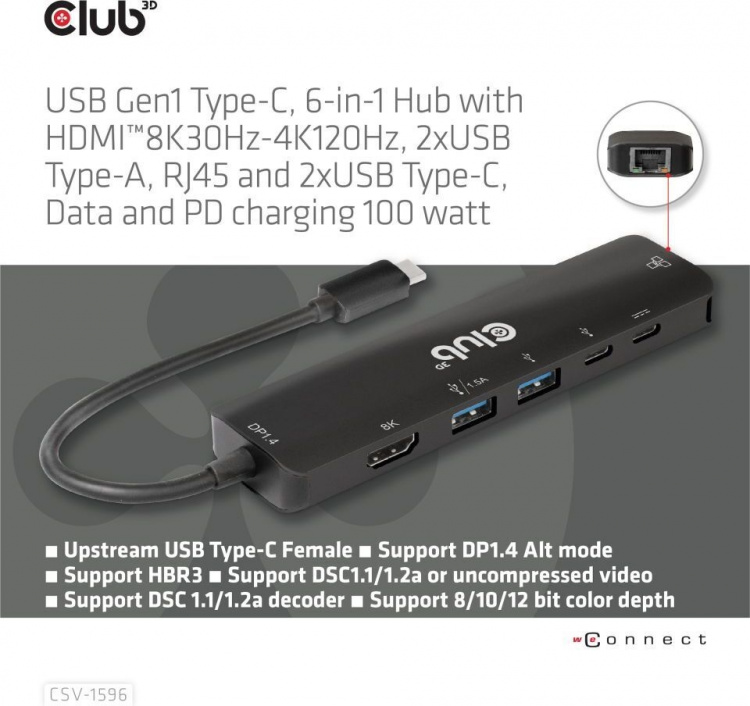 Club 3D Type-C 6-in-1 hub Club 3D Type-C 6-in-1 hub