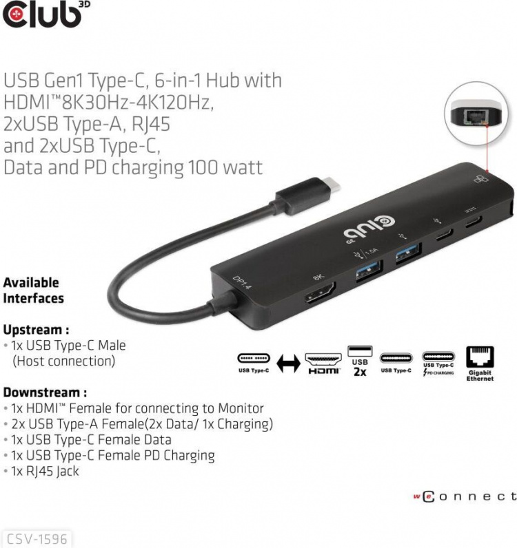 Club 3D Type-C 6-in-1 hub Club 3D Type-C 6-in-1 hub
